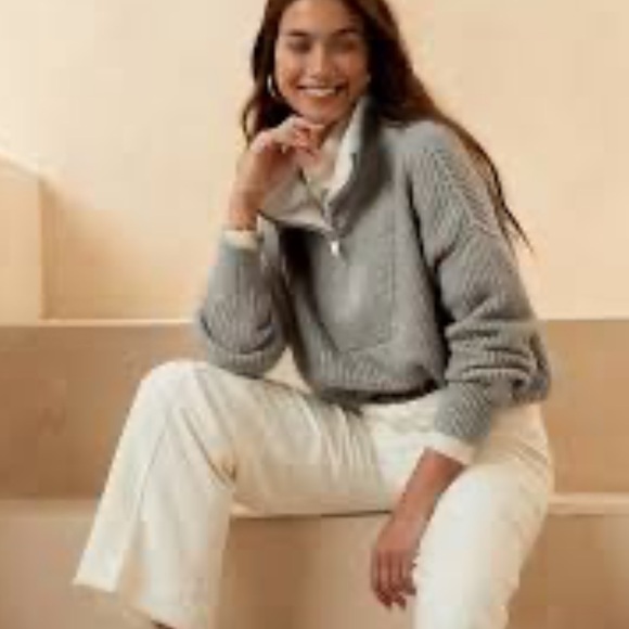 Banana Republic Oversized Half-Zip Wool Cashmere Blend - Picture 1 of 11